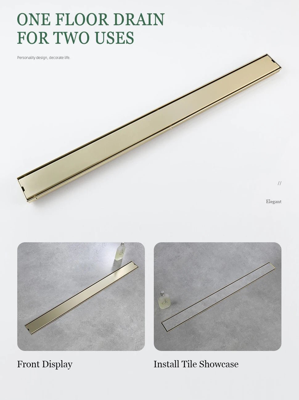 Brushed Gold Invisible Square Floor Drain