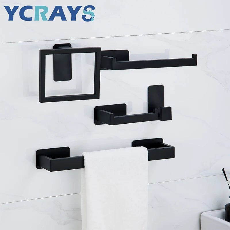 Black No-Drill Bathroom Hardware Set
