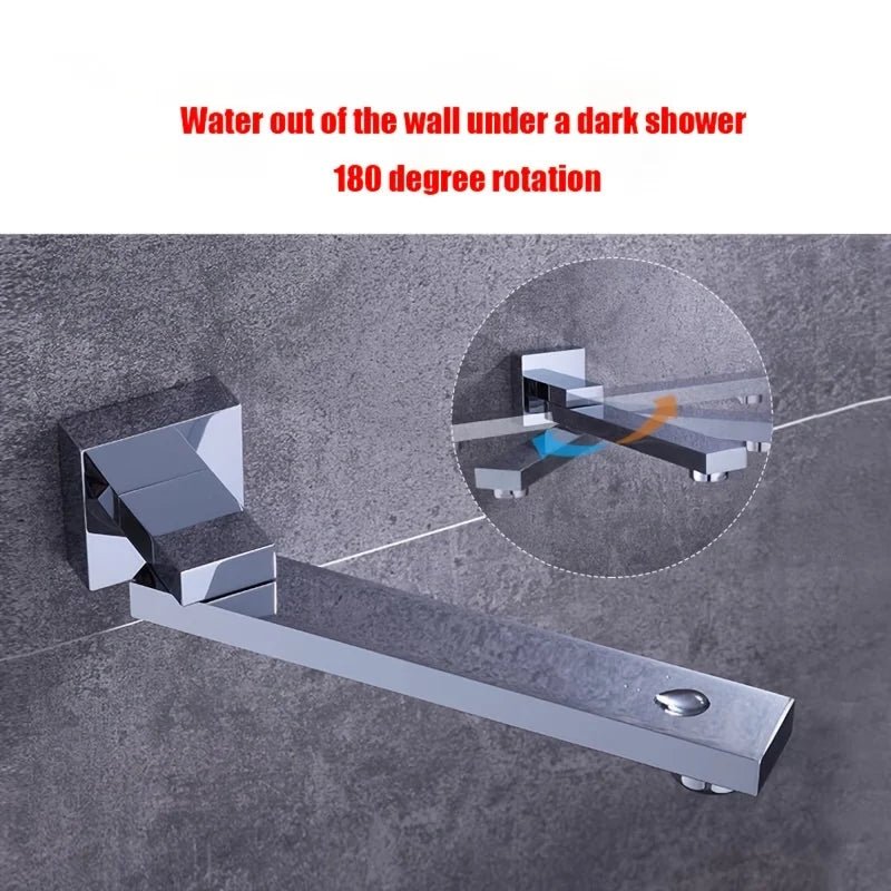 Wall-Mounted Bathtub Faucet – Black/Chrome Folding Nozzle