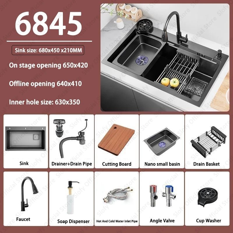 Stainless Steel Farmhouse Kitchen Sink – Single Bowl with Faucet & Drain