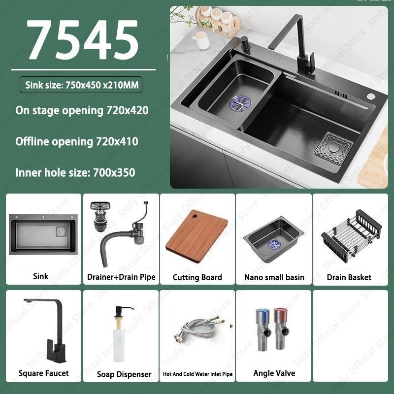 Stainless Steel Farmhouse Kitchen Sink – Single Bowl with Faucet & Drain