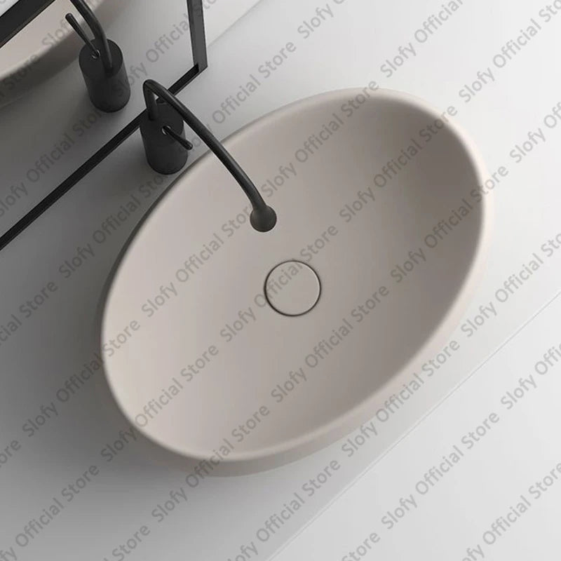 Simple Oval Ceramic Countertop Basin – Modern Luxury Bathroom Sink