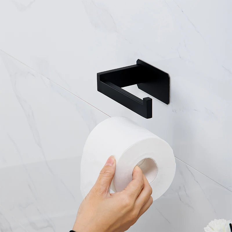 Black No-Drill Bathroom Hardware Set