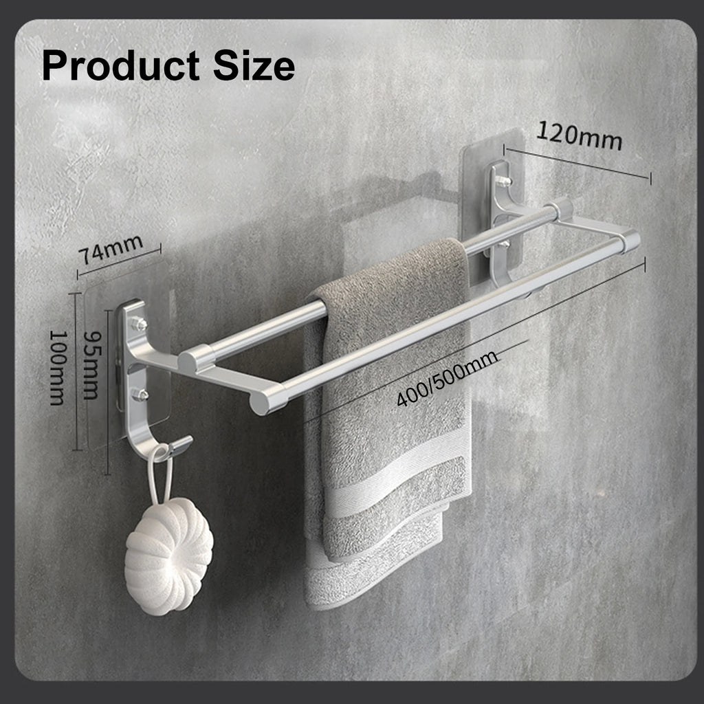Aluminum No-Drill Double Towel Bar