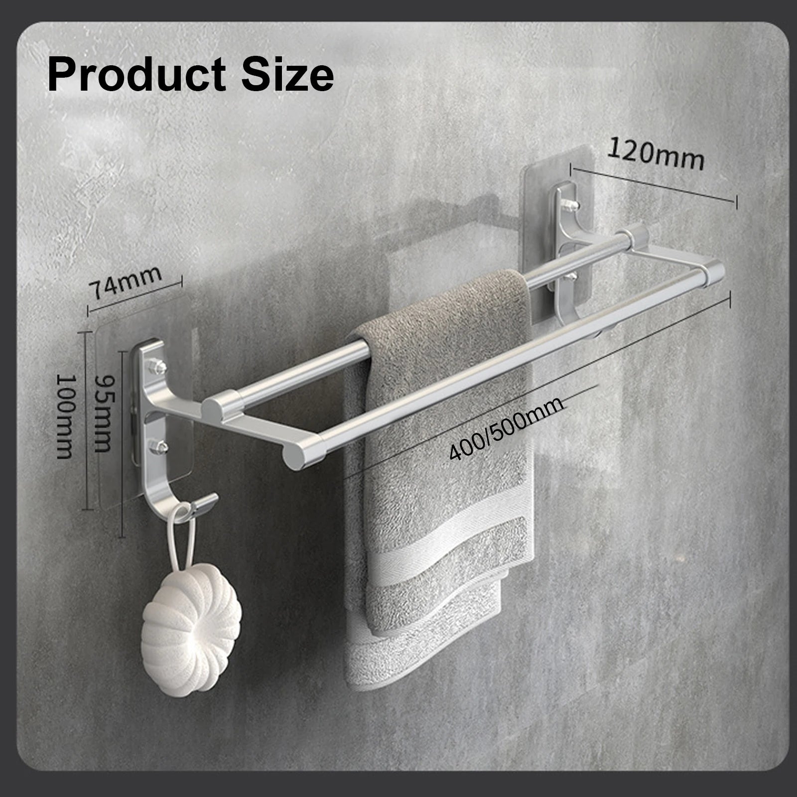 Aluminum No-Drill Double Towel Bar