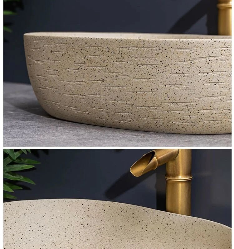 Nordic Ceramic Basin – 48×36×15cm Minimalist Bathroom Sink