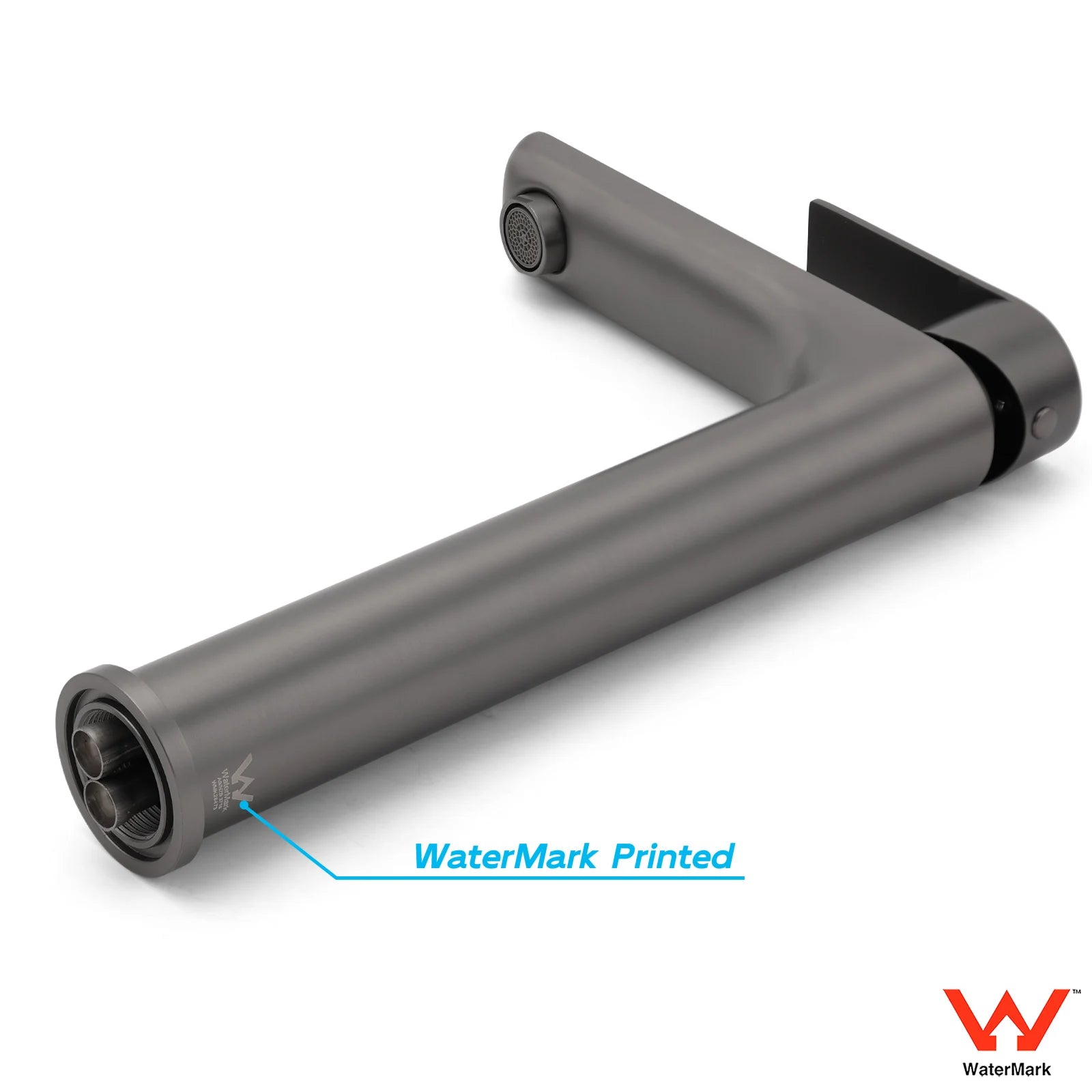 Gunmetal Grey Tall Basin Mixer Tap – Round Bathroom Faucet