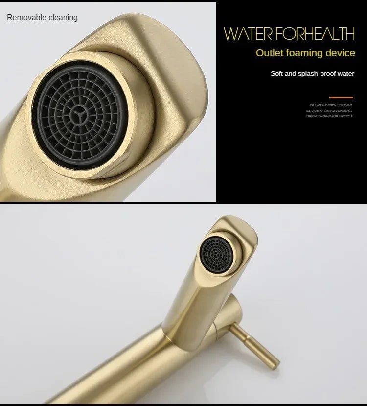 Brushed Gold Waterfall Basin Faucet – Single Cold Water Stainless Steel Tap