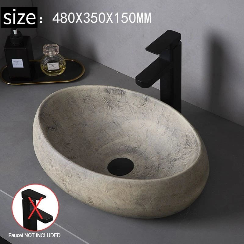 Oval Ceramic Vessel Sink – Above Counter Bathroom Basin