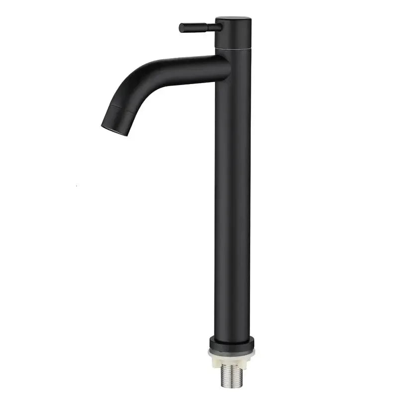 Black & Gold Stainless Steel Basin Faucet – Quick-Open Single Cold Tap