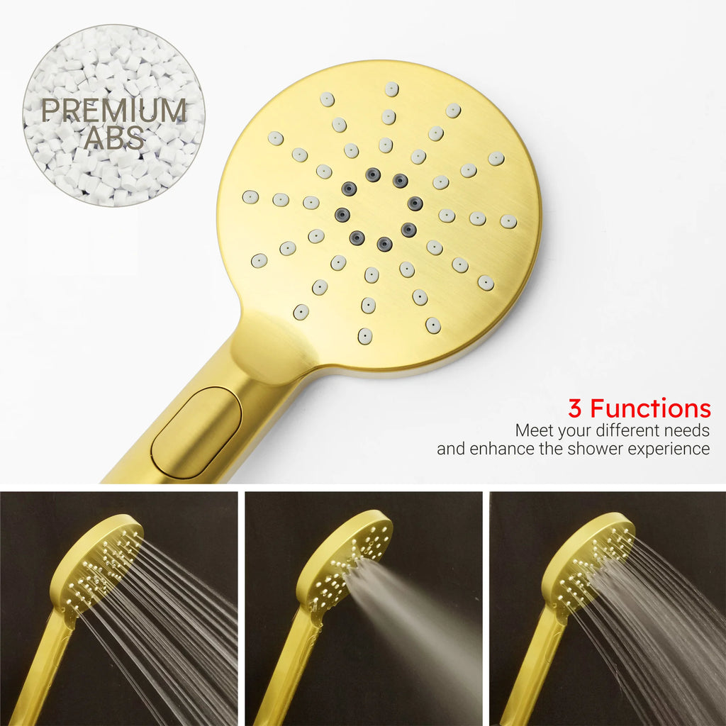 Brushed Gold Round Rain Shower Set with Sliding Rail
