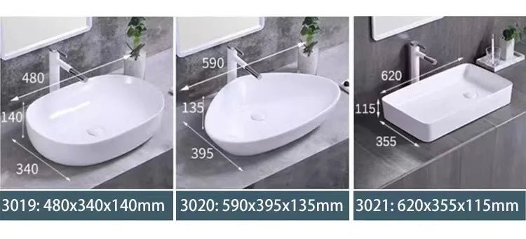 Square White Ceramic Countertop Basin – Multi-Size Vanity Sink