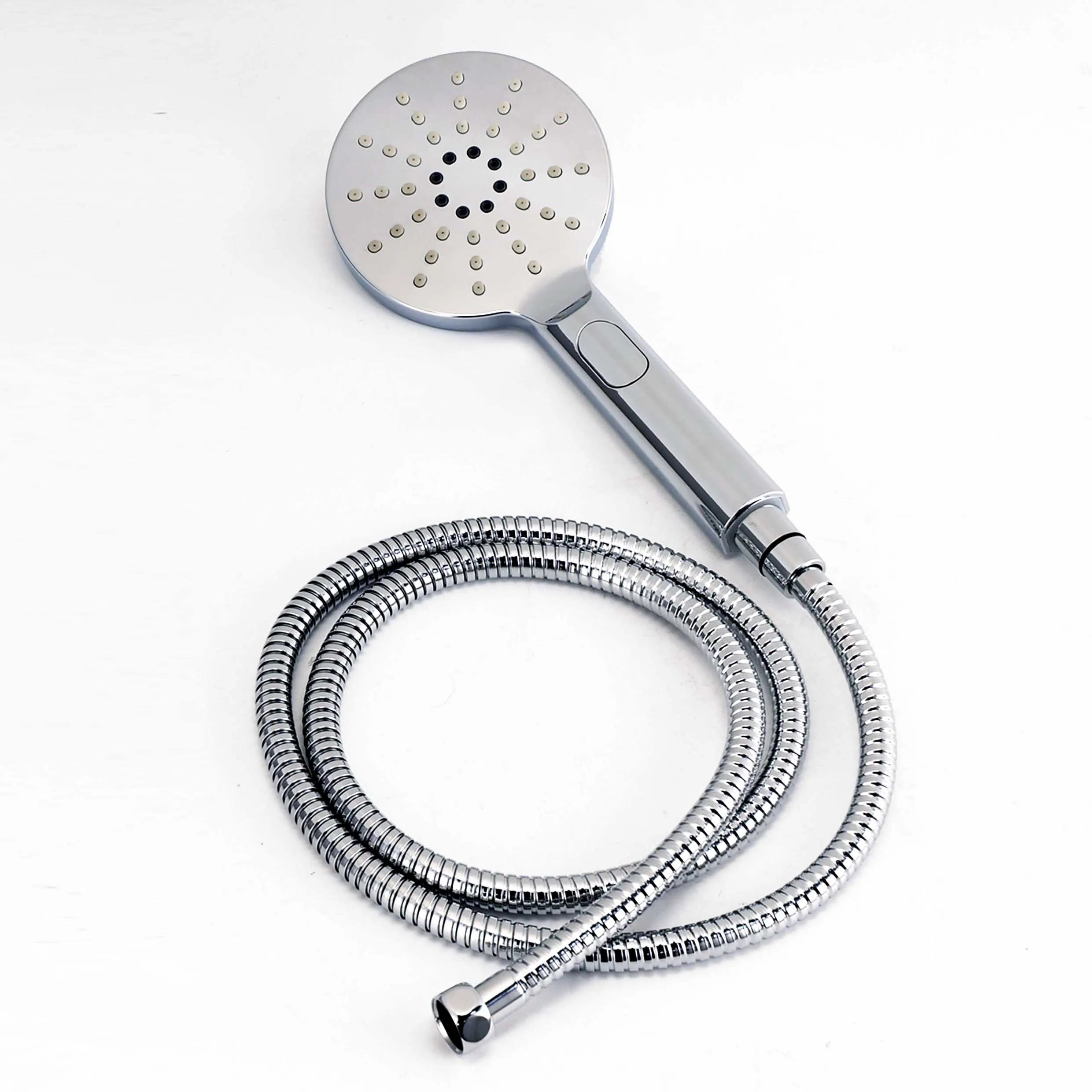 Chrome Round Rain Shower Set with Handheld and Sliding Rail