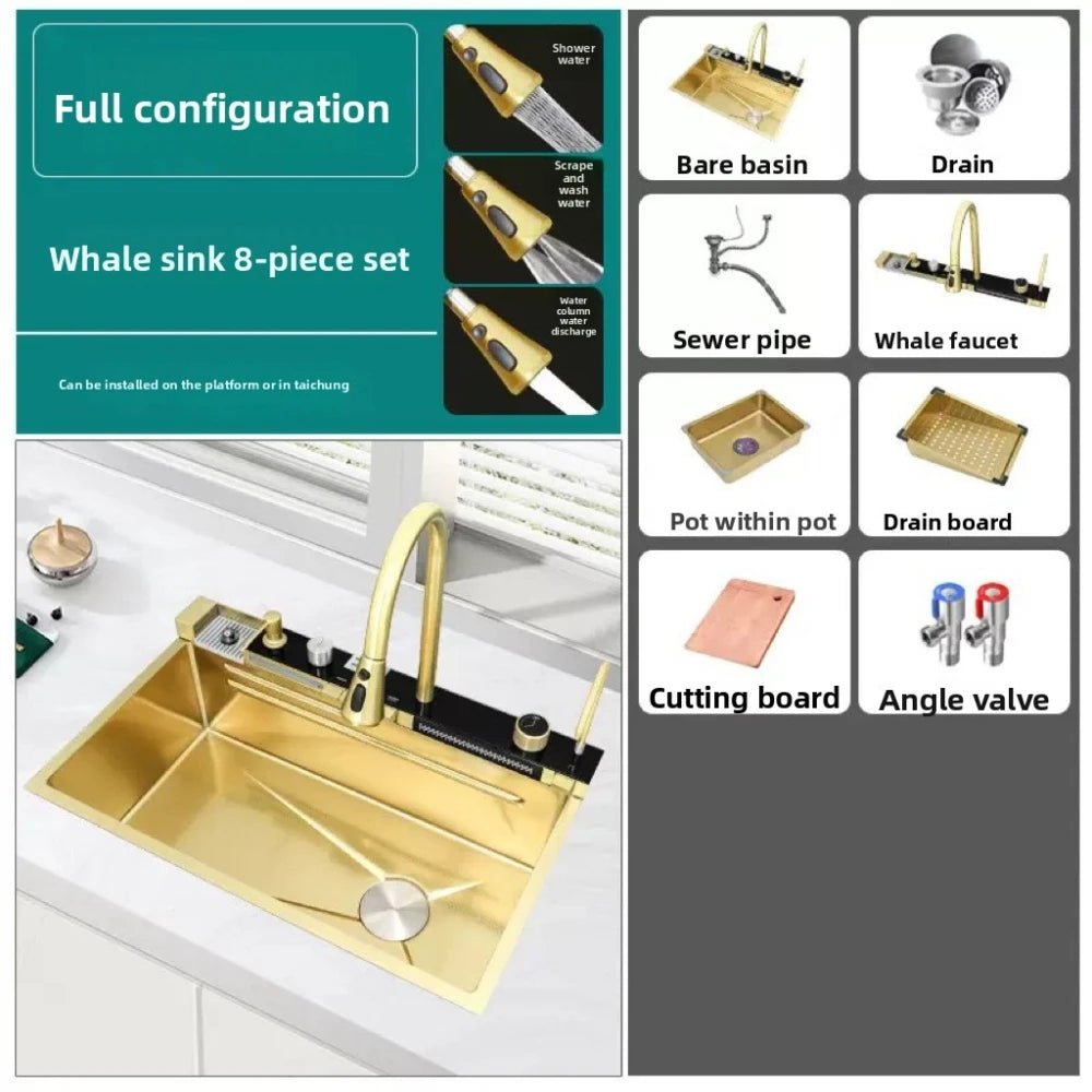 Stainless Steel Kitchen Sink – Digital Display & Ambient Light