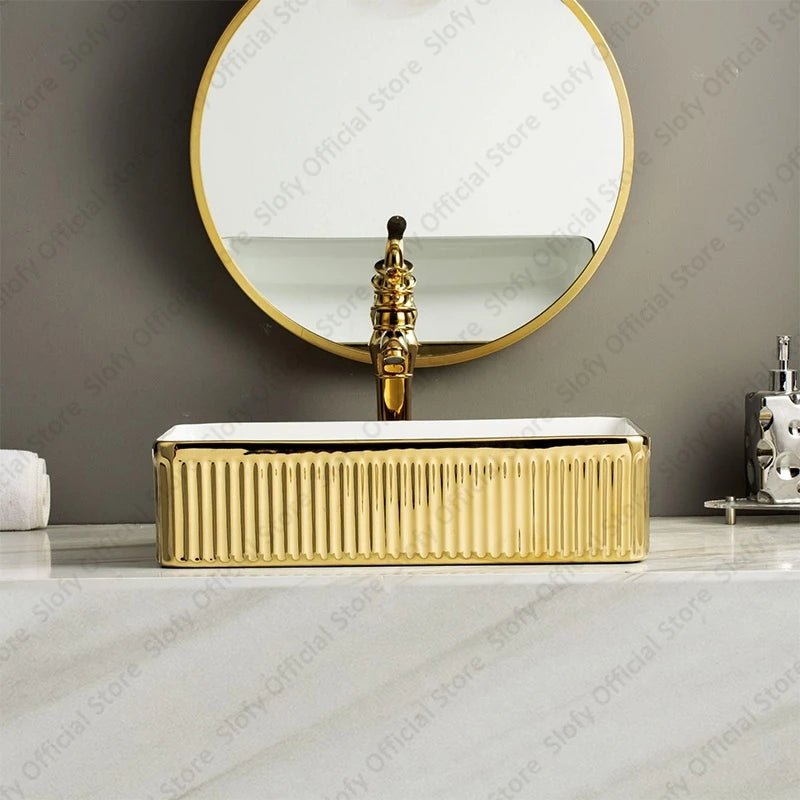 Rectangle Luxury Ceramic Countertop Basin – Modern Vanity Sink