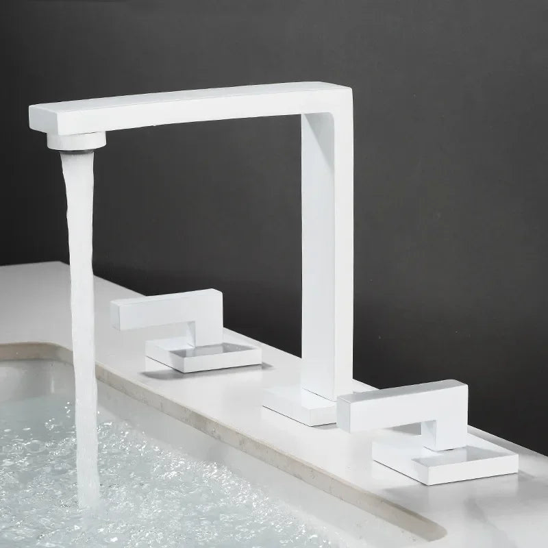 Brushed Gold Widespread Bathroom Faucet – 3-Hole, Dual Handle Mixer Tap