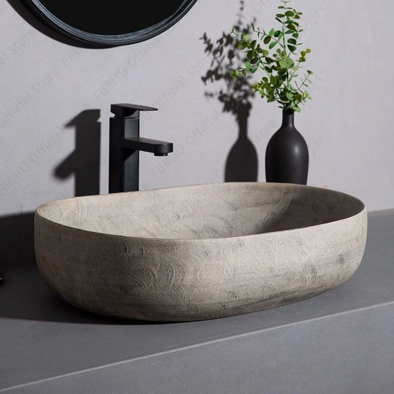 Oval Ceramic Vessel Sink – Above Counter Bathroom Basin