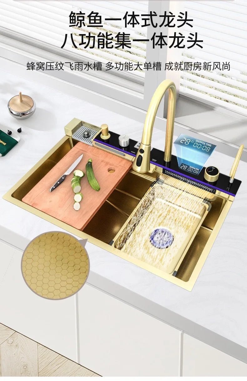 Stainless Steel Kitchen Sink – Digital Display & Ambient Light