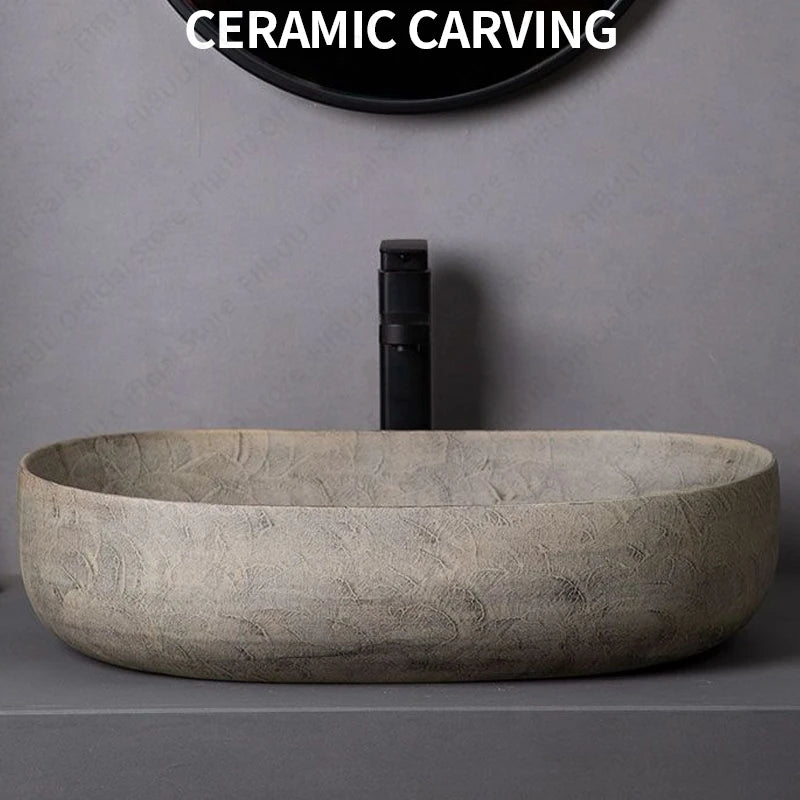Oval Ceramic Vessel Sink – Above Counter Bathroom Basin
