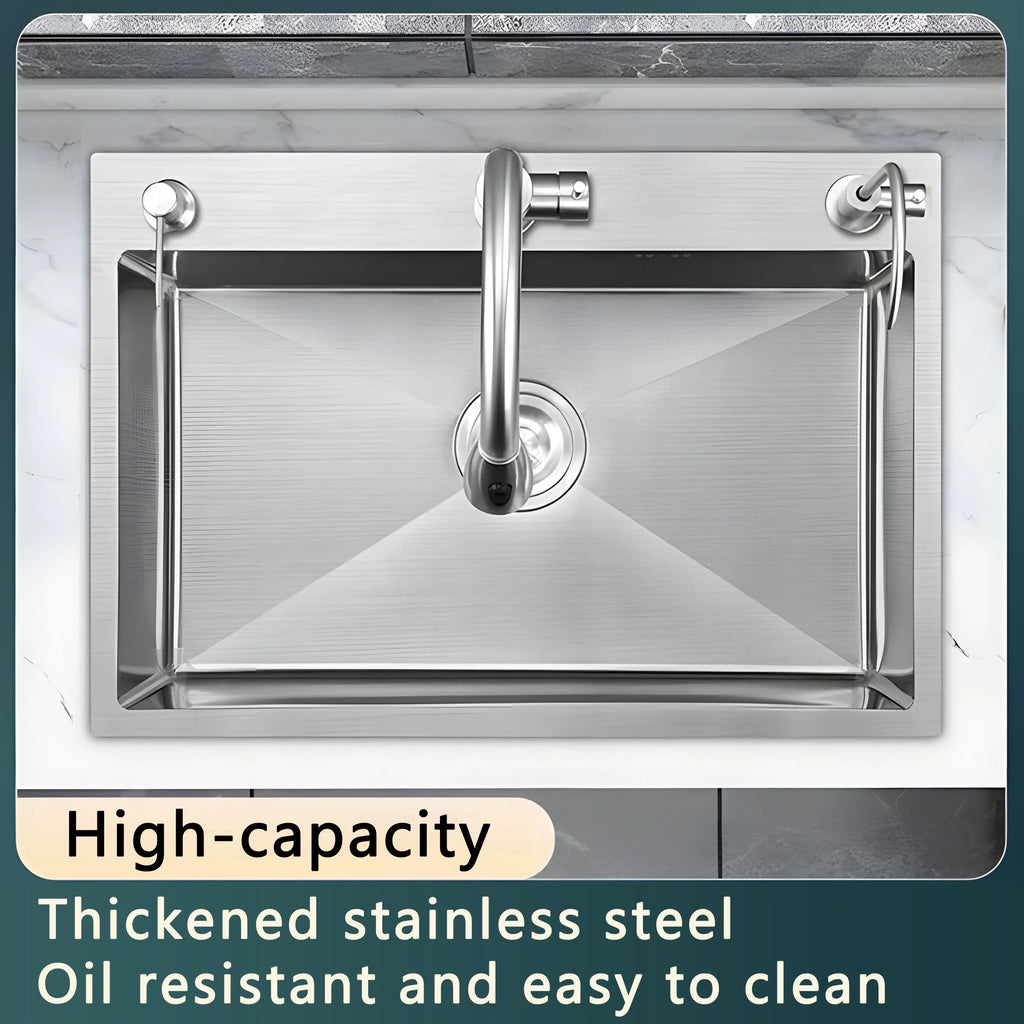 Stainless Steel Farmhouse Kitchen Sink – Single Bowl with Faucet & Drain