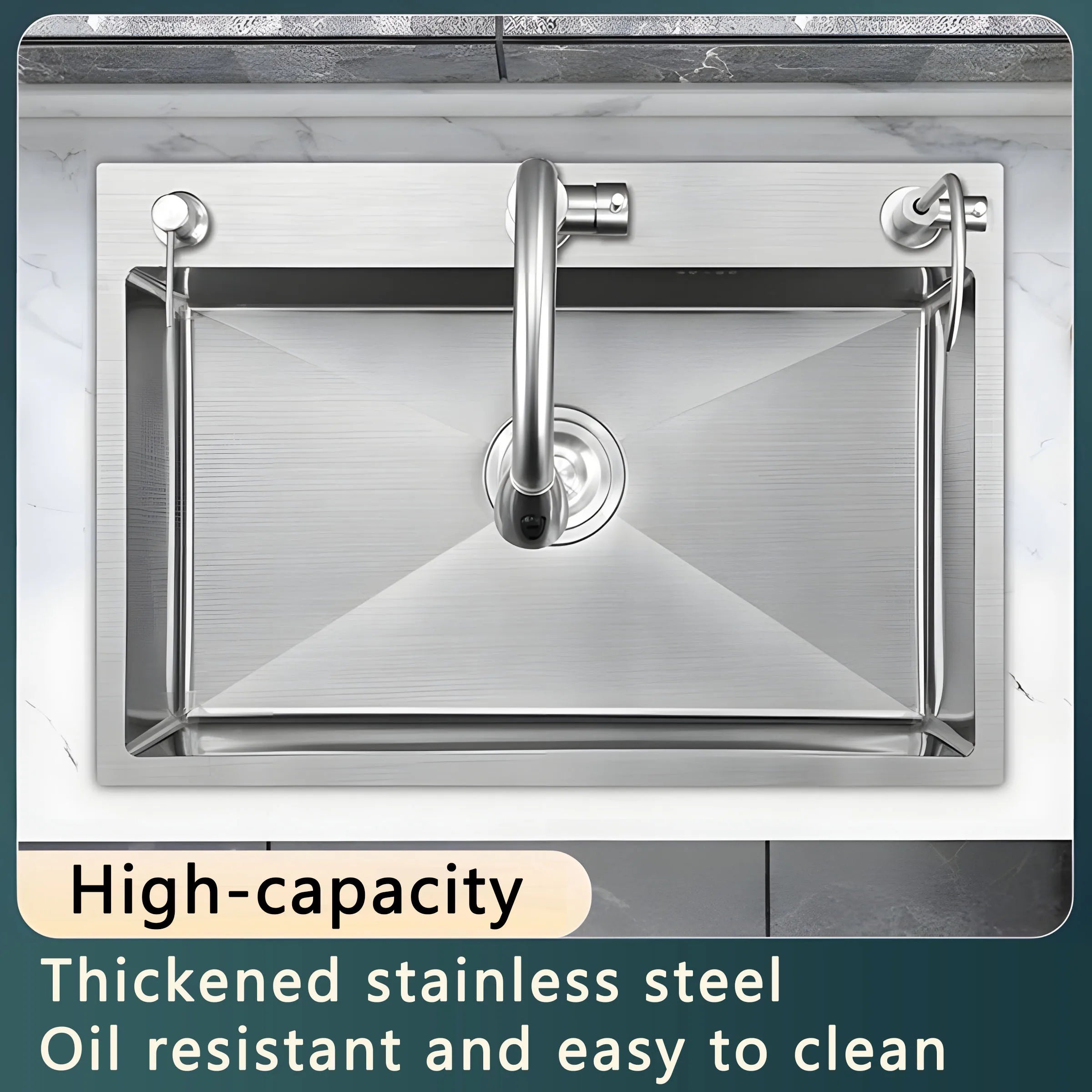 Stainless Steel Farmhouse Kitchen Sink – Single Bowl with Faucet & Drain