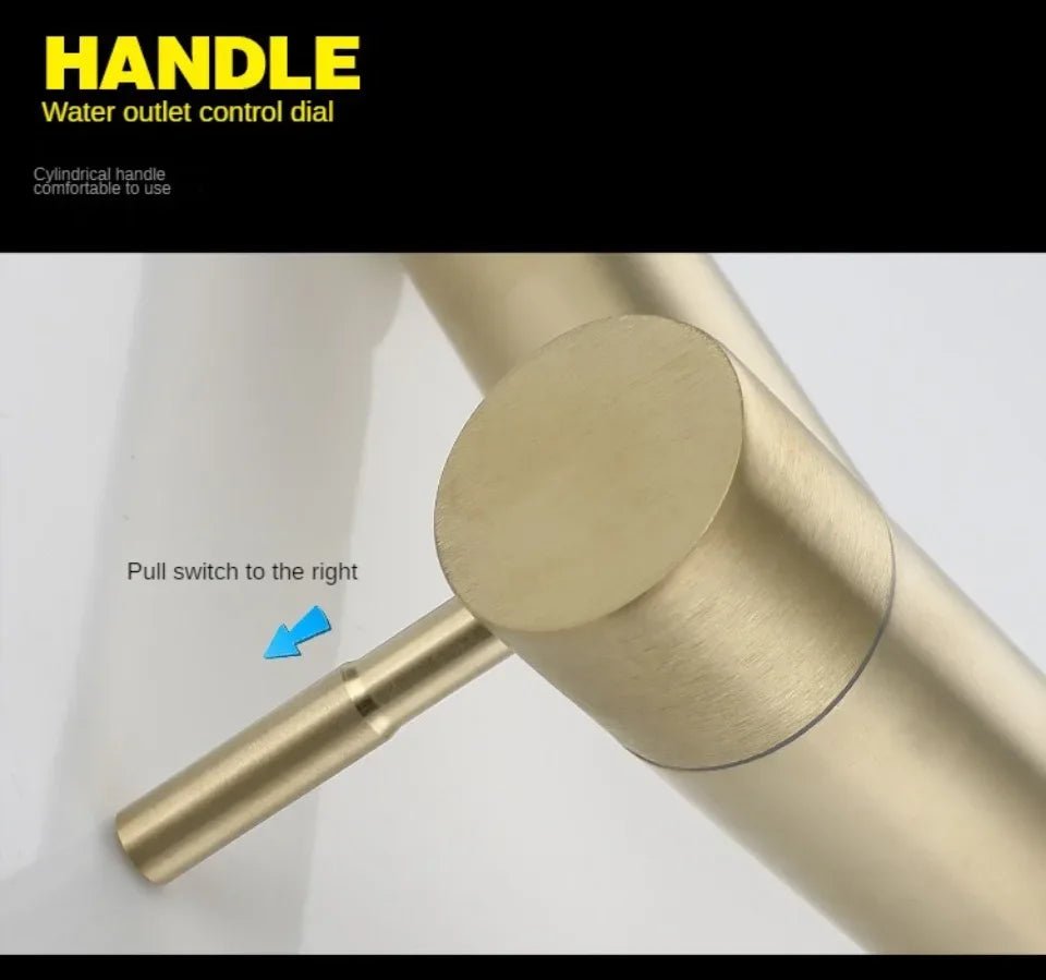 Brushed Gold Waterfall Basin Faucet – Single Cold Water Stainless Steel Tap
