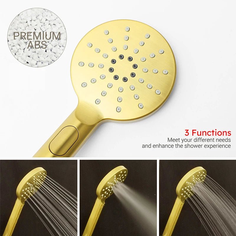 Brushed Gold Round Rain Shower Set with Sliding Rail