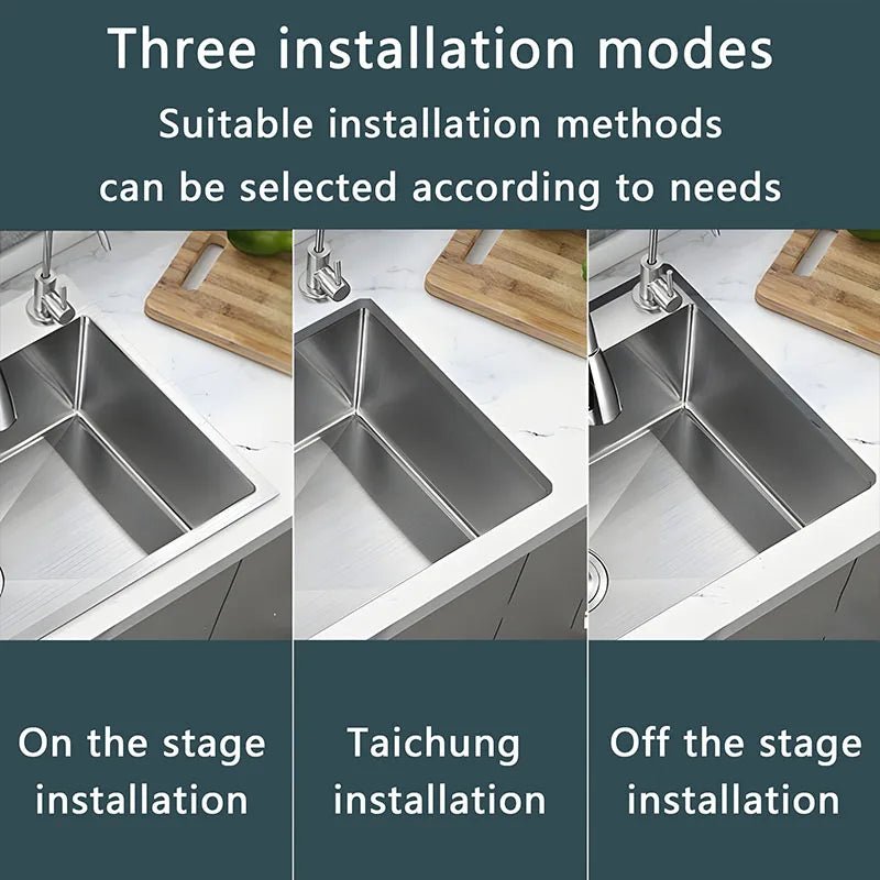 Stainless Steel Farmhouse Kitchen Sink – Single Bowl with Faucet & Drain