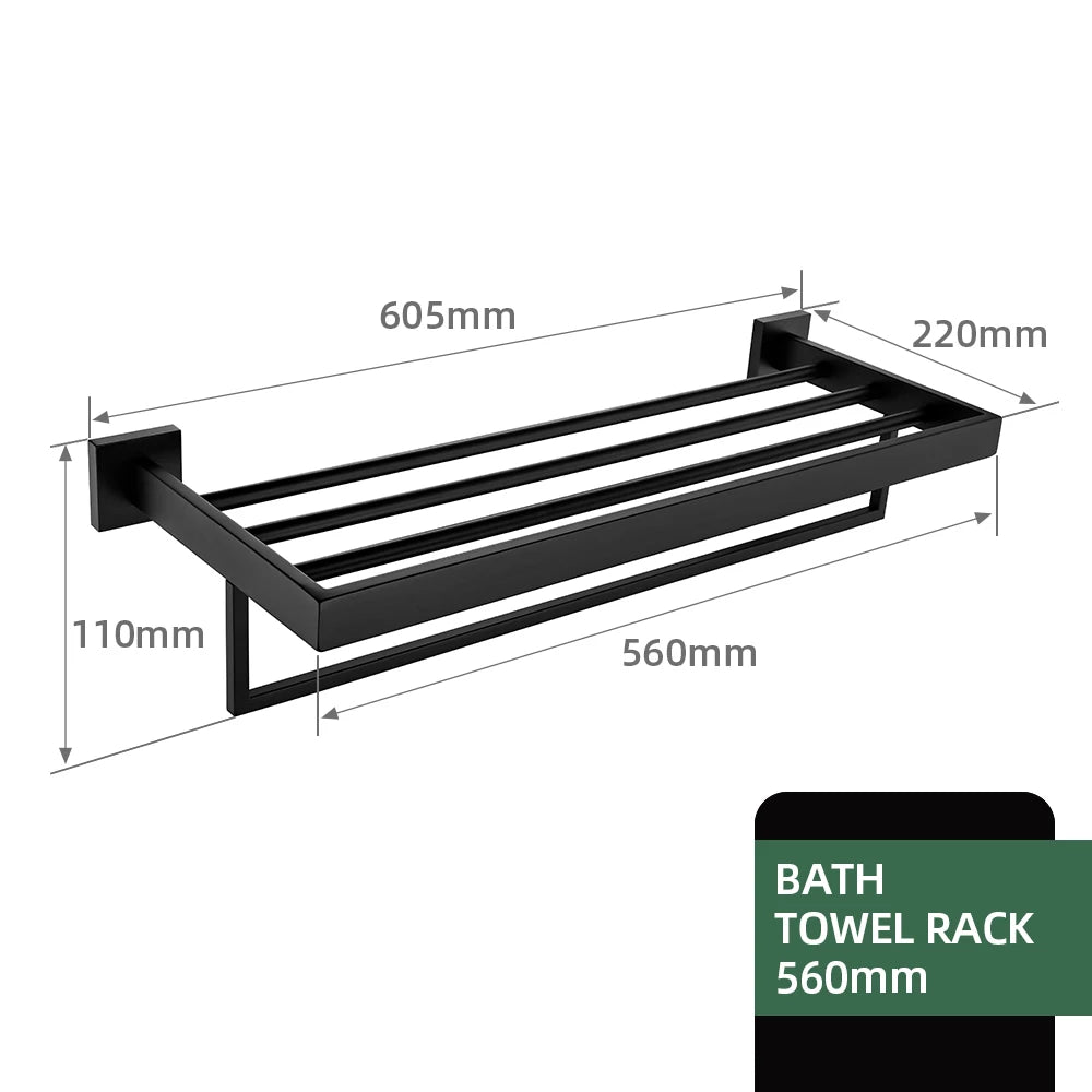 Matt Black Bathroom Hardware & Accessory Kit