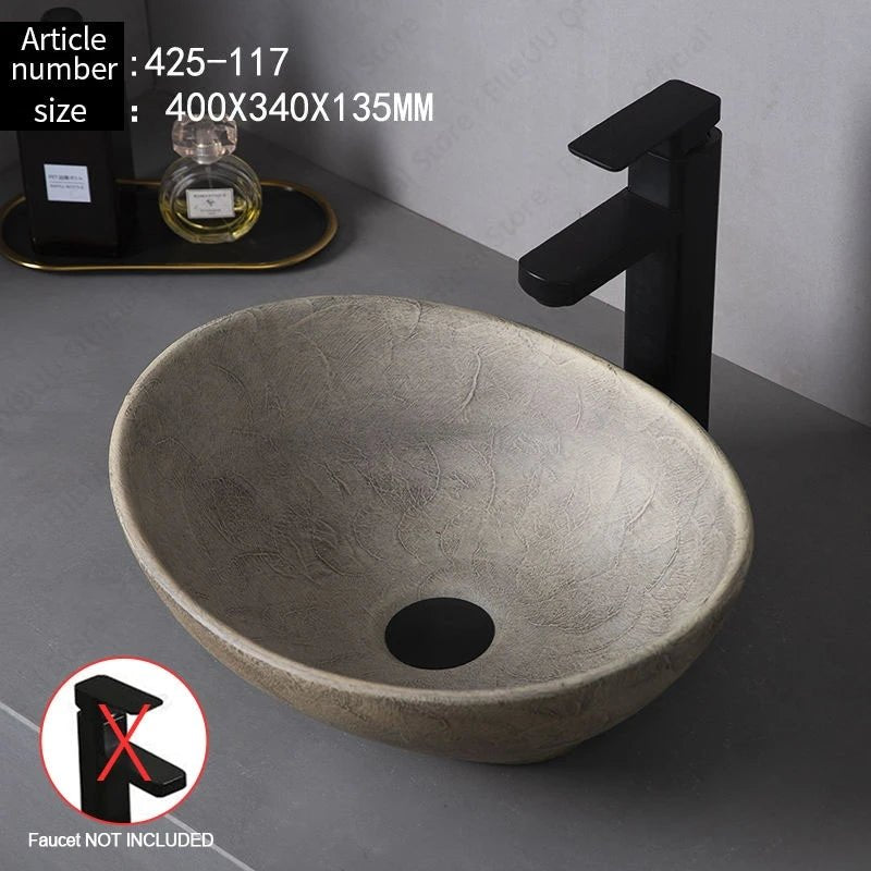 Oval Ceramic Vessel Sink – Above Counter Bathroom Basin