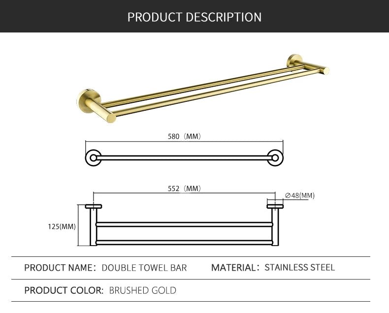 Gold Brushed Bathroom Hardware Set – Wall-Mounted Holders & Accessories