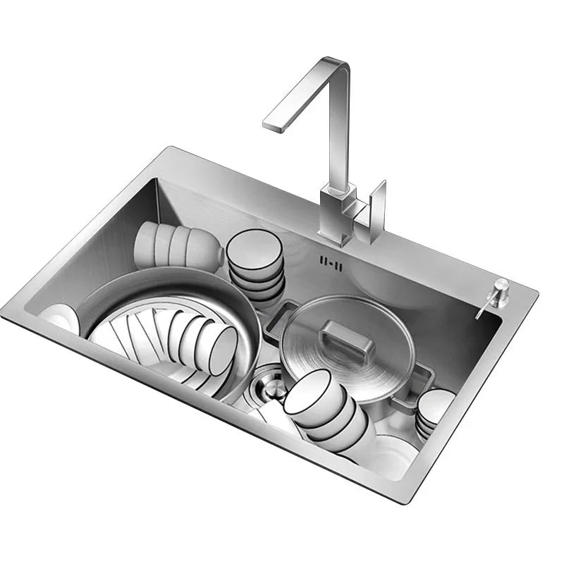 Stainless Steel Farmhouse Kitchen Sink – Single Bowl with Faucet & Drain