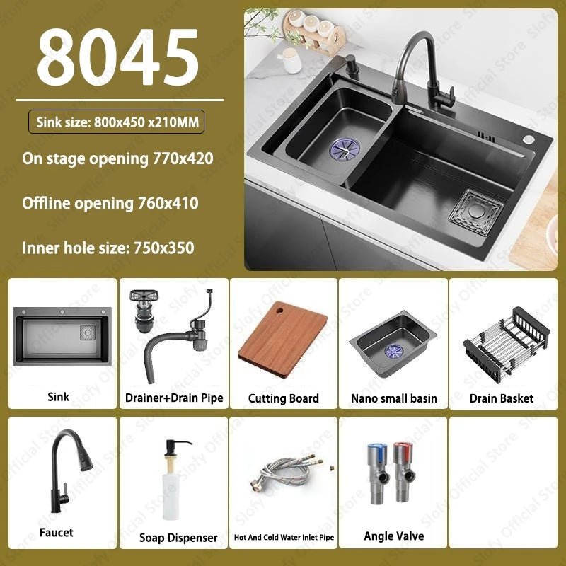 Stainless Steel Farmhouse Kitchen Sink – Single Bowl with Faucet & Drain