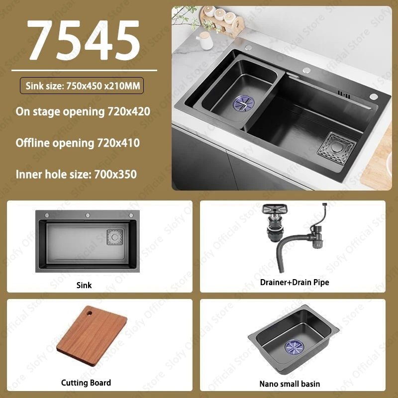 Stainless Steel Farmhouse Kitchen Sink – Single Bowl with Faucet & Drain