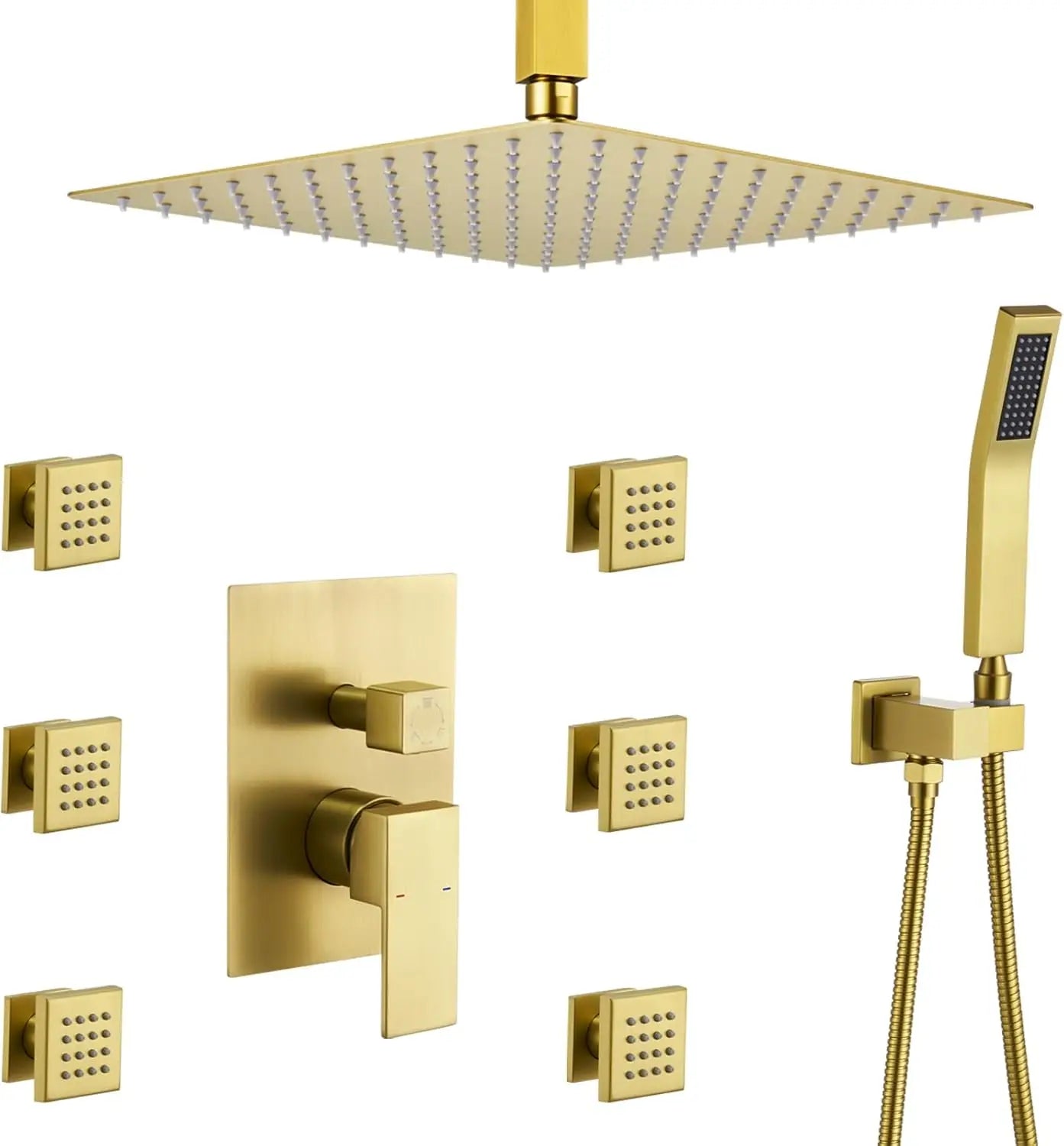 Brushed Gold Thermostatic Rain Shower System