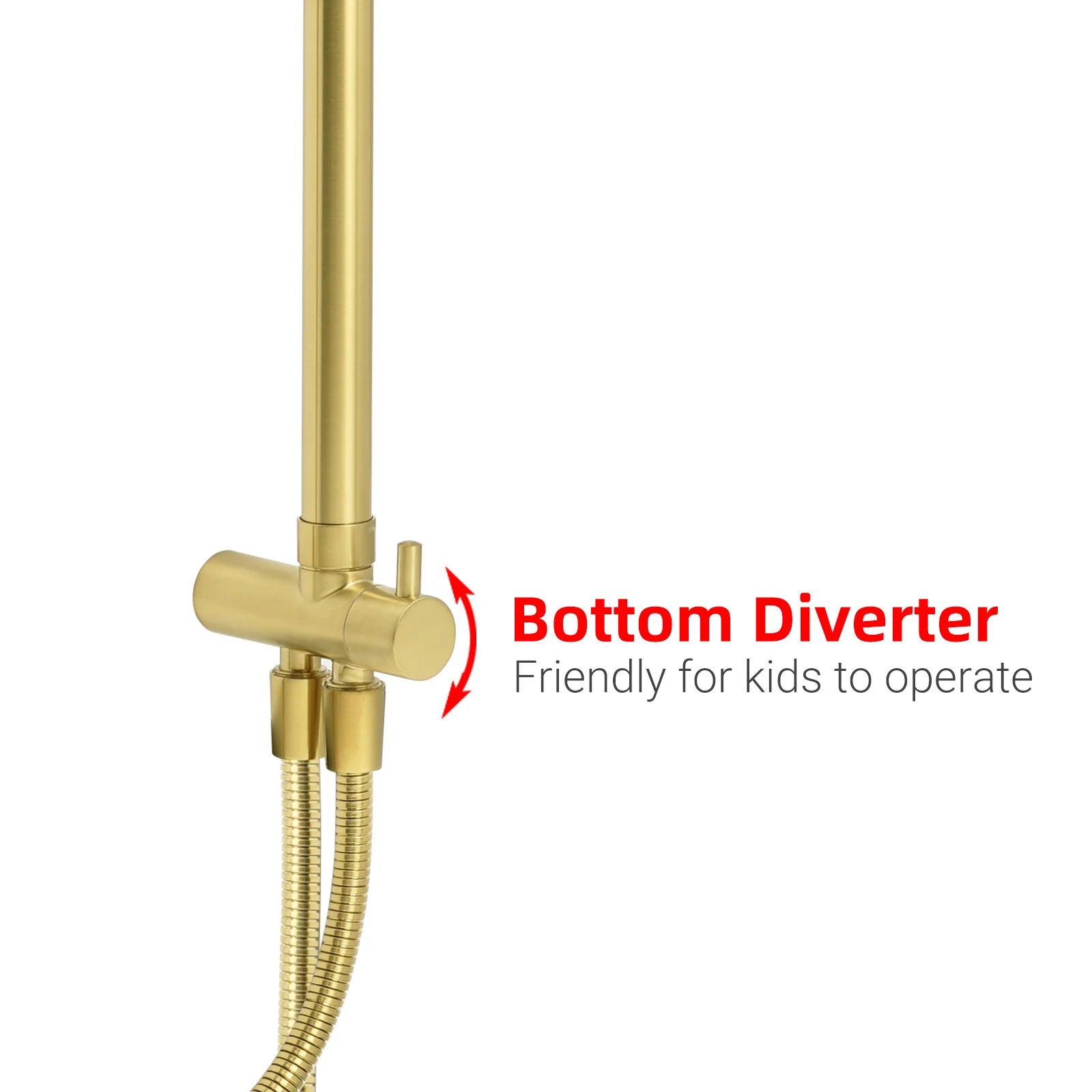 Brushed Gold Square Rain Shower Set with Sliding Rail