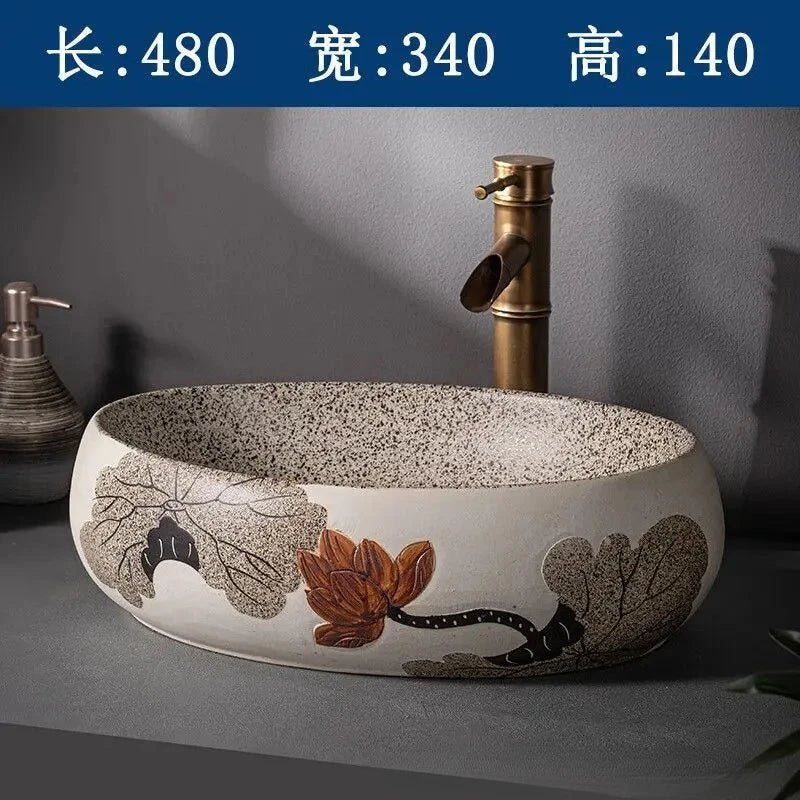 Nordic Ceramic Basin – 48×36×15cm Minimalist Bathroom Sink