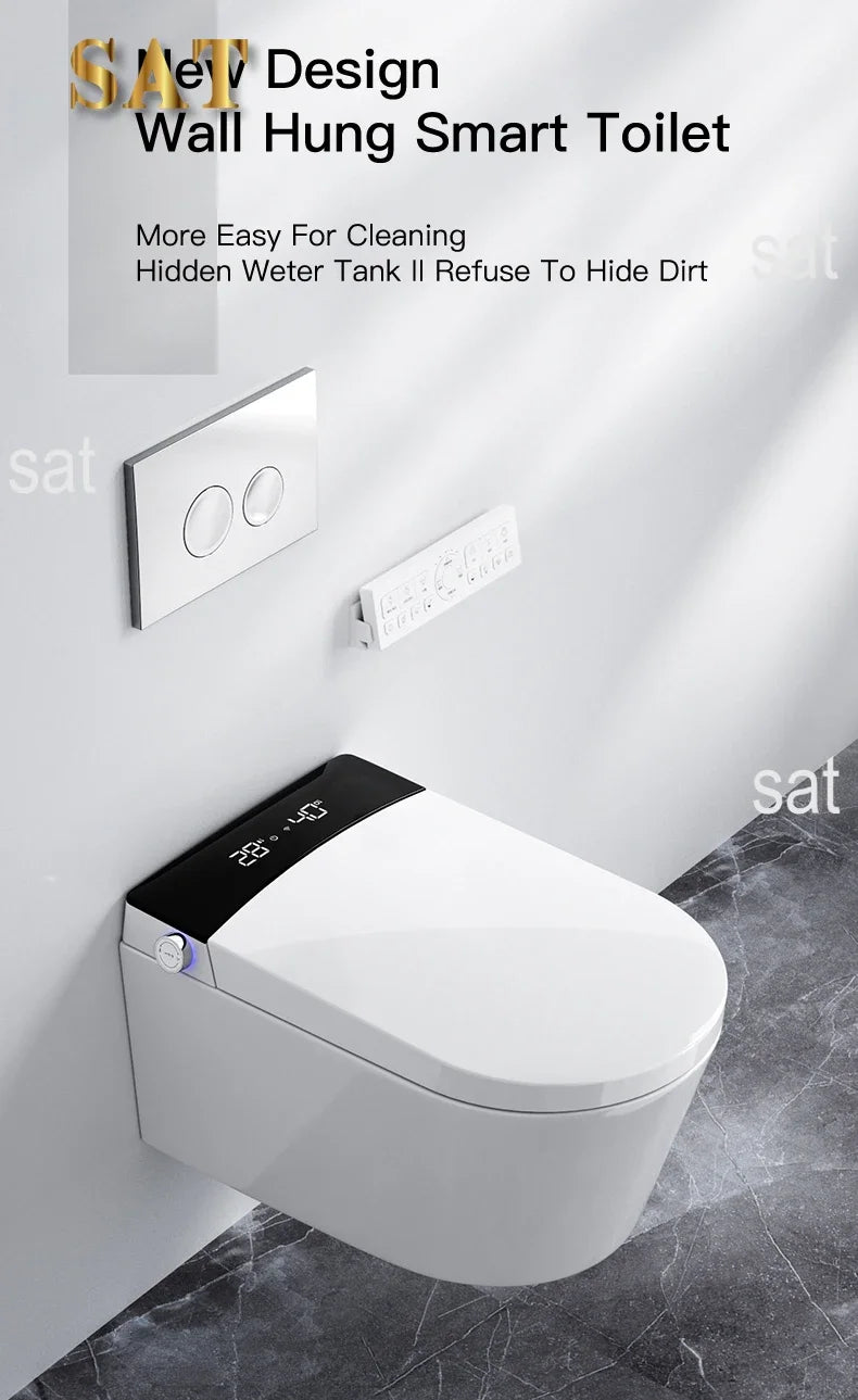 Wall-Mounted Intelligent Bidet Toilet with Concealed Tank