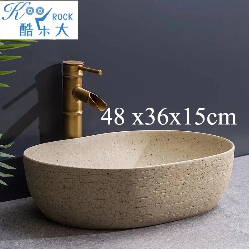 Nordic Ceramic Basin – 48×36×15cm Minimalist Bathroom Sink