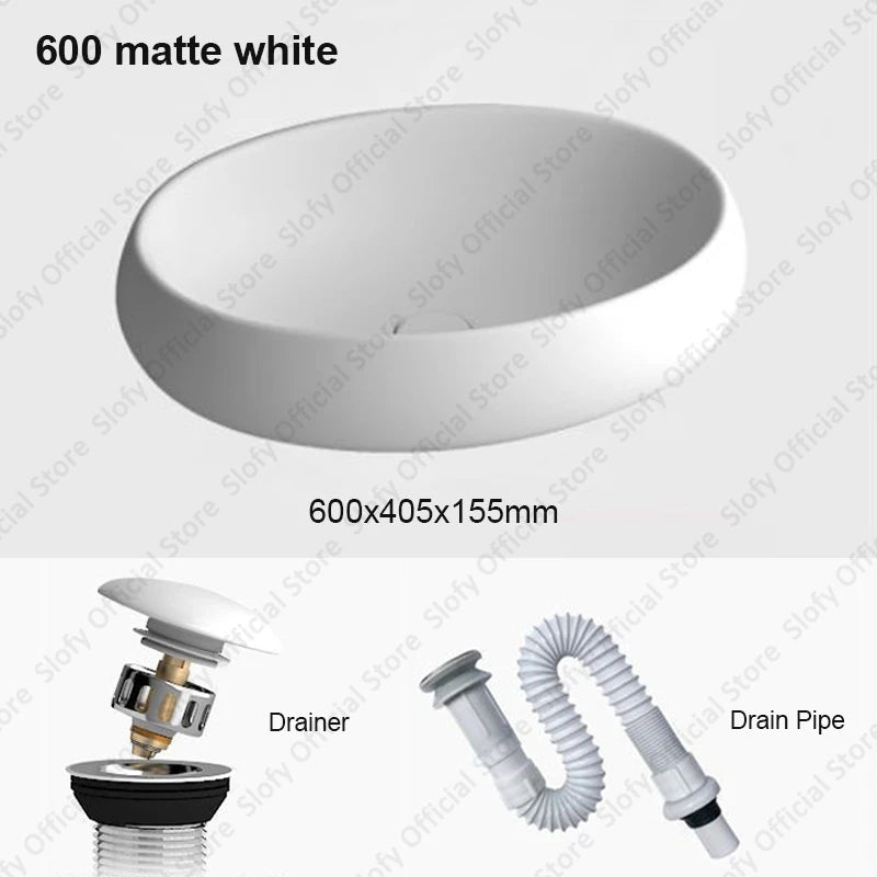 Simple Oval Ceramic Countertop Basin – Modern Luxury Bathroom Sink