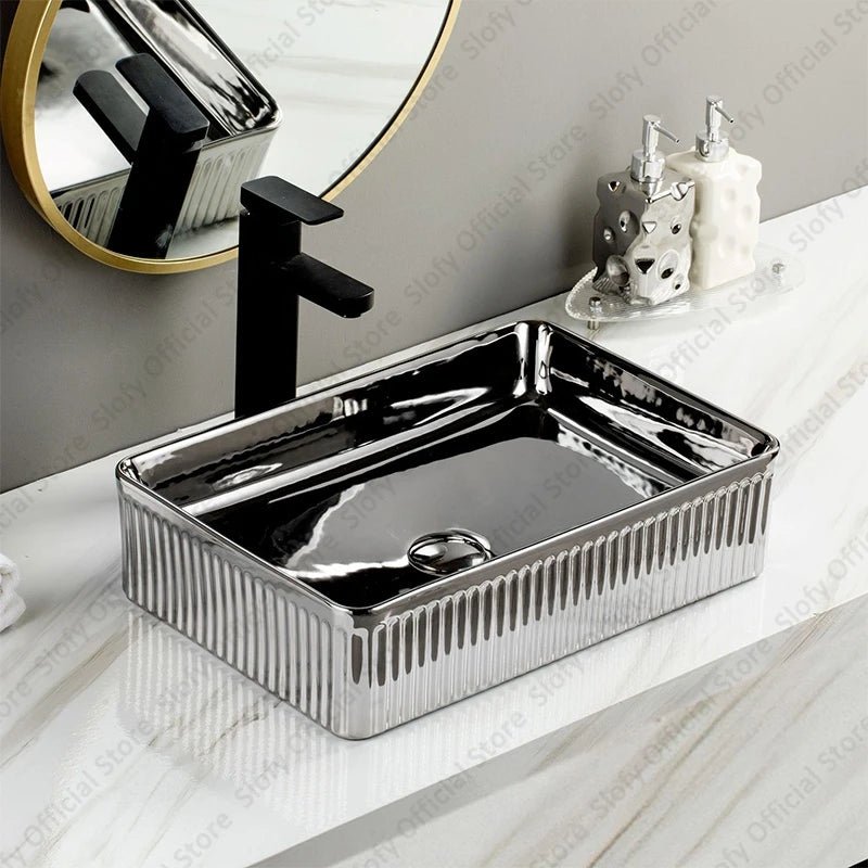 Rectangle Luxury Ceramic Countertop Basin – Modern Vanity Sink