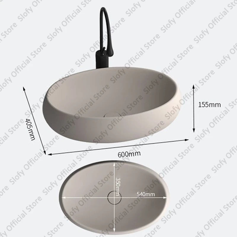 Simple Oval Ceramic Countertop Basin – Modern Luxury Bathroom Sink