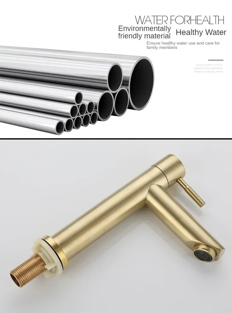 Brushed Gold Waterfall Basin Faucet – Single Cold Water Stainless Steel Tap