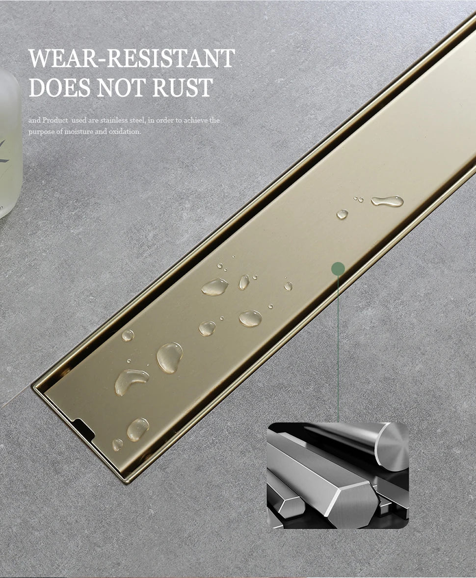 Brushed Gold Invisible Square Floor Drain