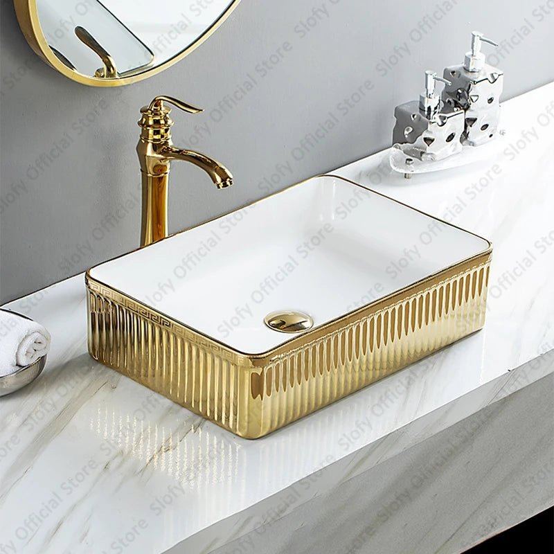 Rectangle Luxury Ceramic Countertop Basin – Modern Vanity Sink