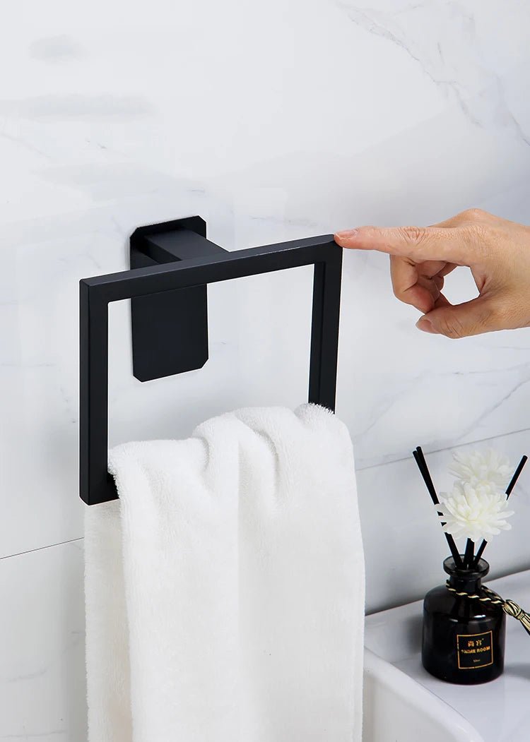Black No-Drill Bathroom Hardware Set