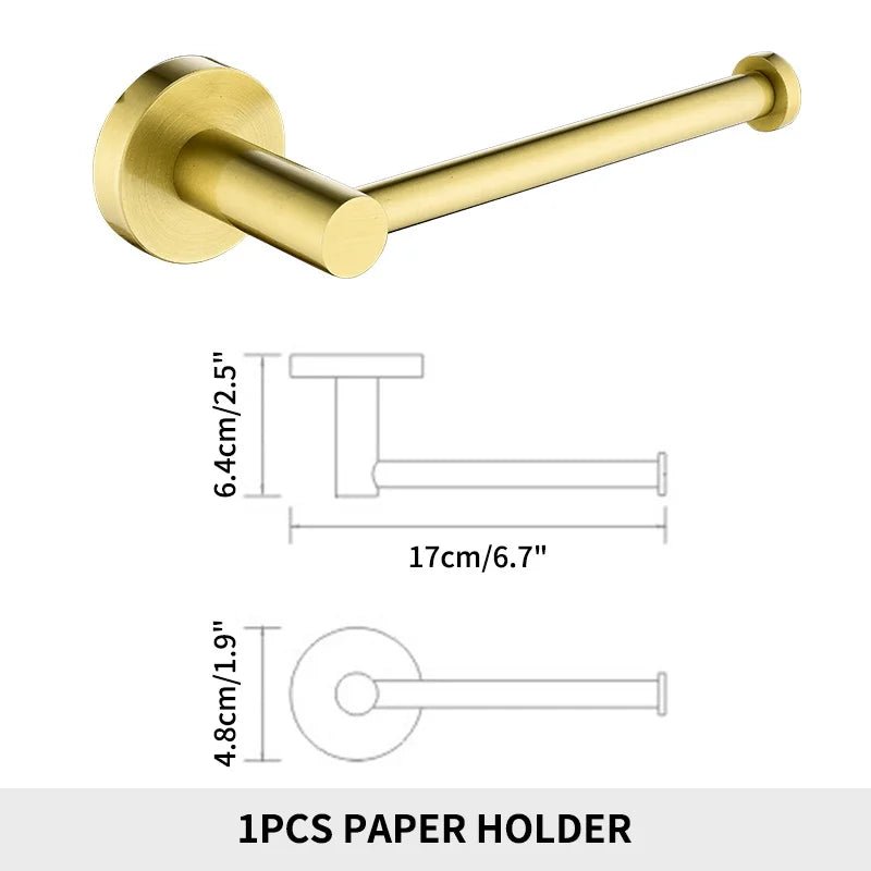 Gold Brushed Bathroom Hardware Set – Wall-Mounted Holders & Accessories