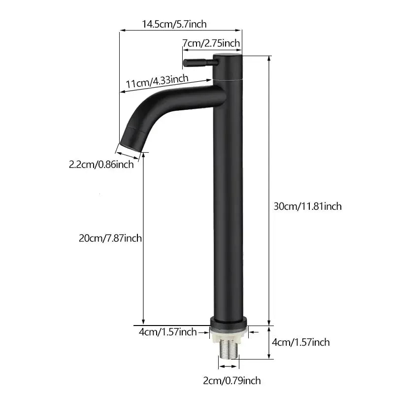 Black & Gold Stainless Steel Basin Faucet – Quick-Open Single Cold Tap
