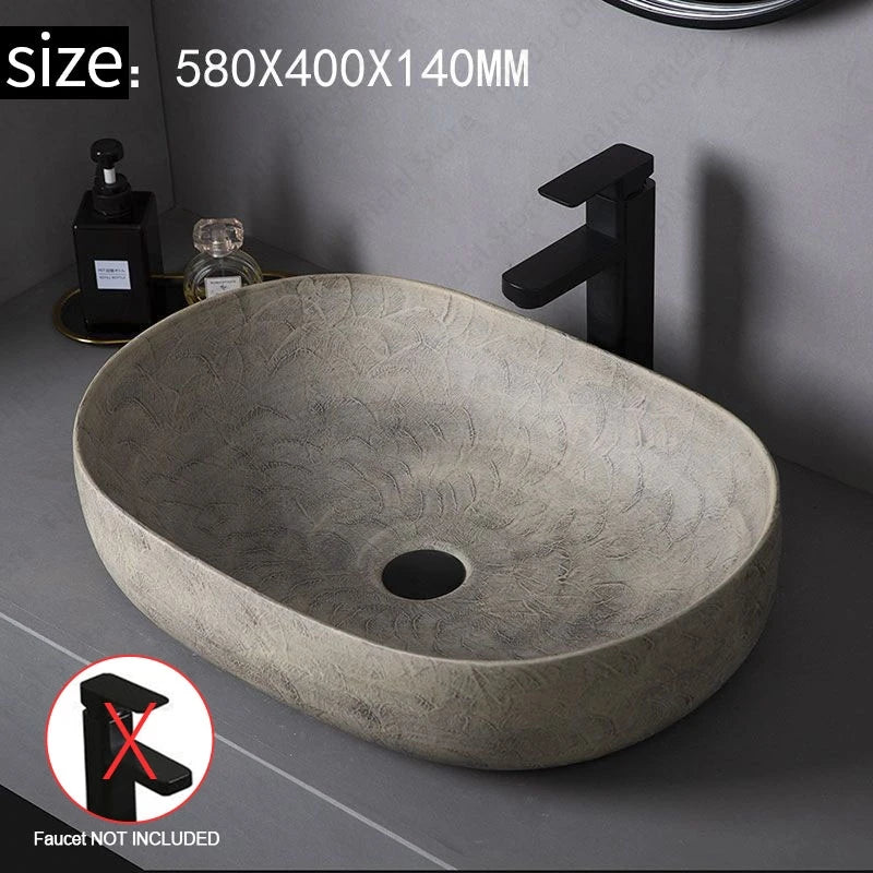 Oval Ceramic Vessel Sink – Above Counter Bathroom Basin