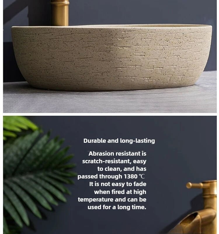 Nordic Ceramic Basin – 48×36×15cm Minimalist Bathroom Sink